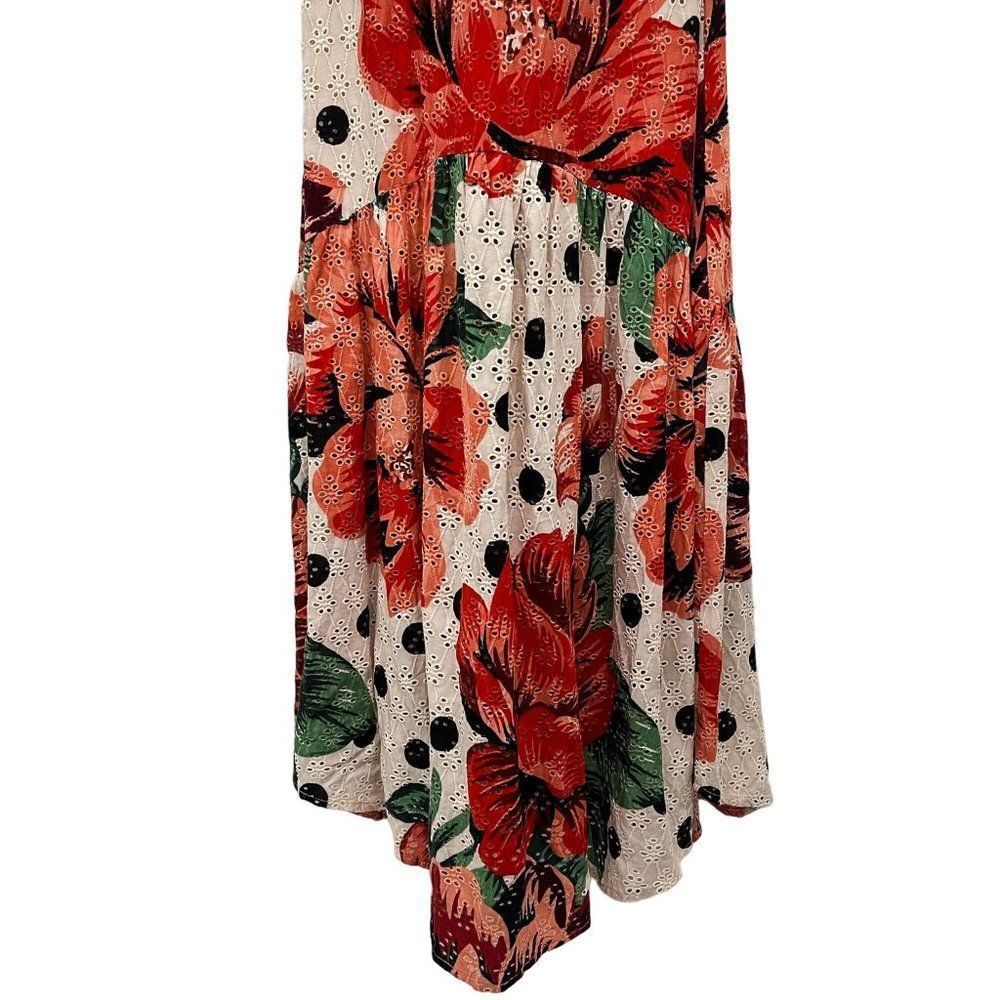 Farm Rio Eyelet Riviera Eyelet Maxi Dress Natural Motif Floral Anthropologie - Picture 13 of 16